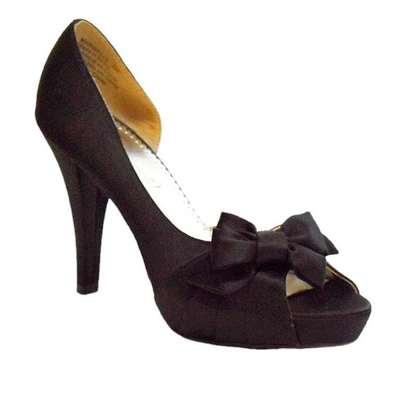 Michelangelo "Maribelle" Black Satin Dressy Peep-toe Pump - Picture 3 of 12